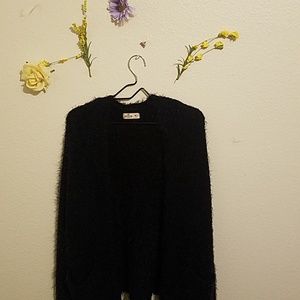 Hollister grunge fuzzy black cardigan